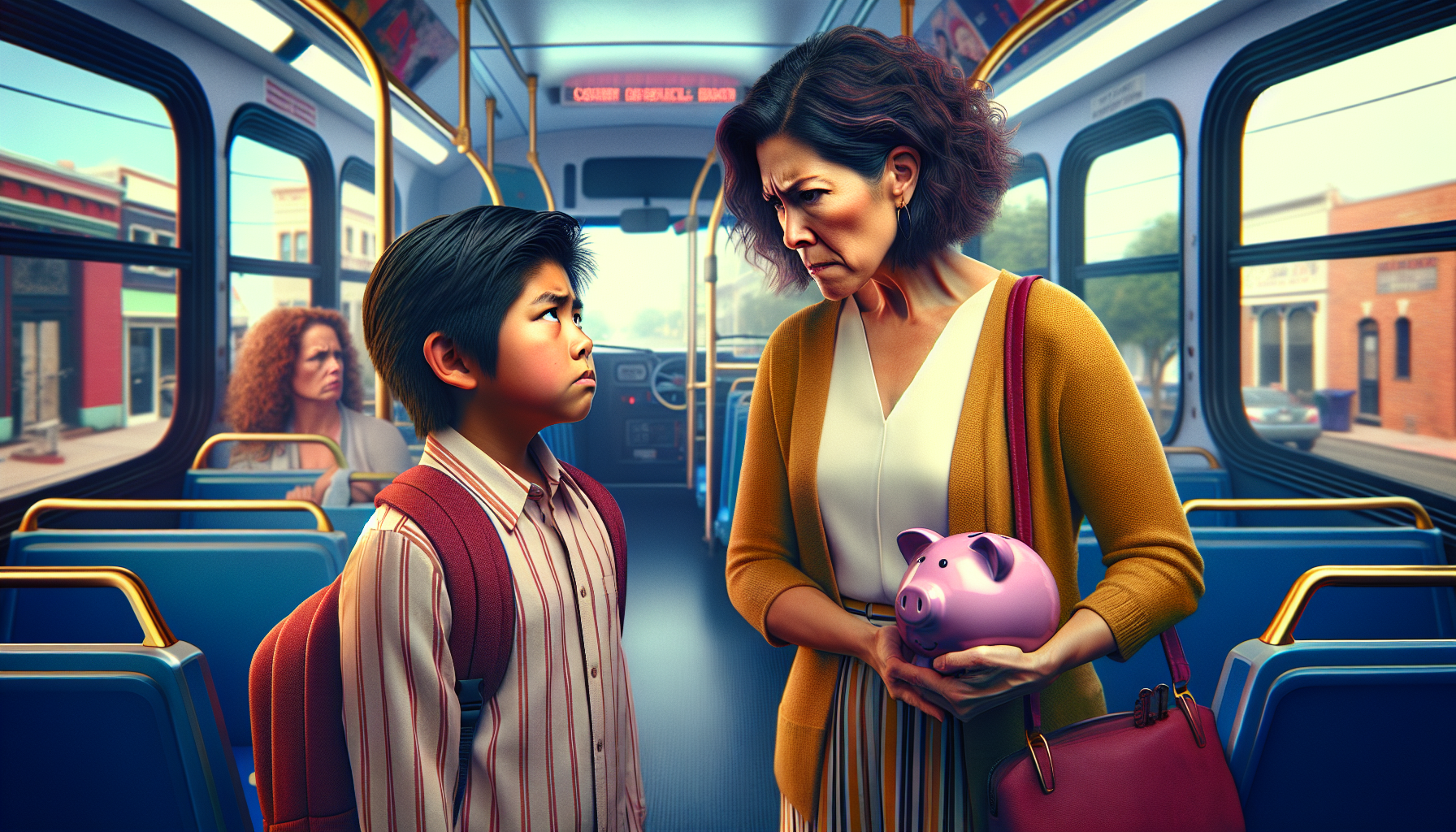 découvrez l'histoire poignante d'une mère en colère qui réagit face à l'amende infligée à sa fille de 10 ans dans le bus. en guise de soutien, elle lui propose de puiser dans sa tirelire pour apprendre une leçon sur la responsabilité et la solidarité. plongez dans ce récit édifiant sur l'éducation et les valeurs familiales.